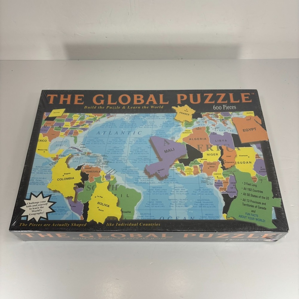 The Global Puzzle 600 Pieces Shaped As Countries - Learn the World - NEW SEALED